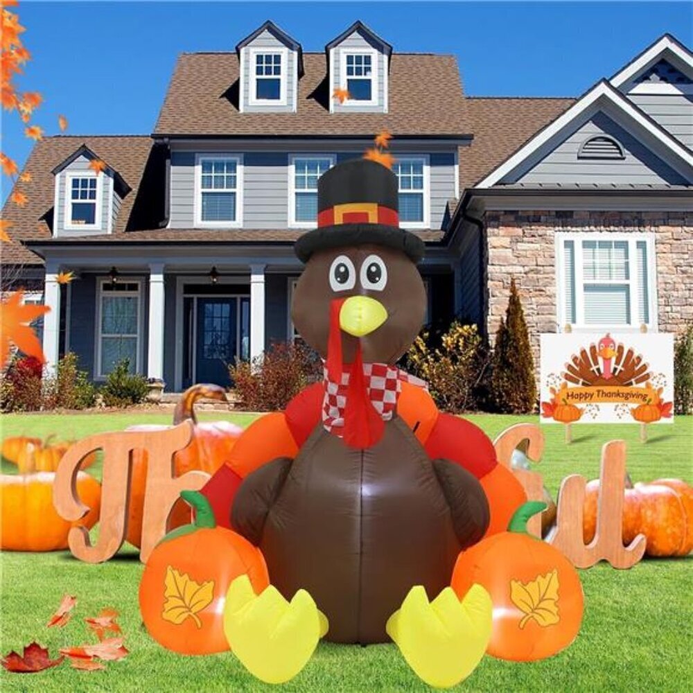 6 Ft Inflatable Turkey Thanksgiving Decoration LED Lights Outdoor